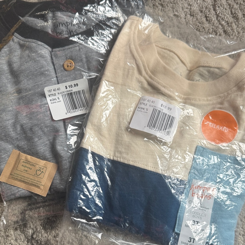 Jumping Beans Kids Long Sleeve Tees bundle- Gray and Cream